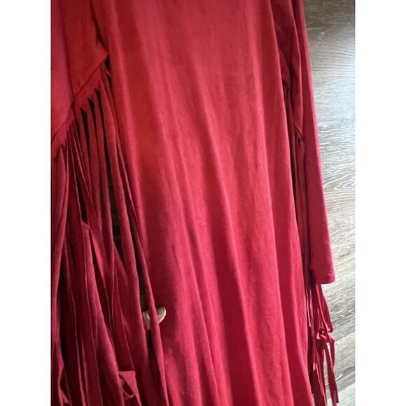 Red Dress Fringe Cowgirl Country Rodeo Size S/M Sexy Bodycon Mini Stretchy - Picture 9 of 10